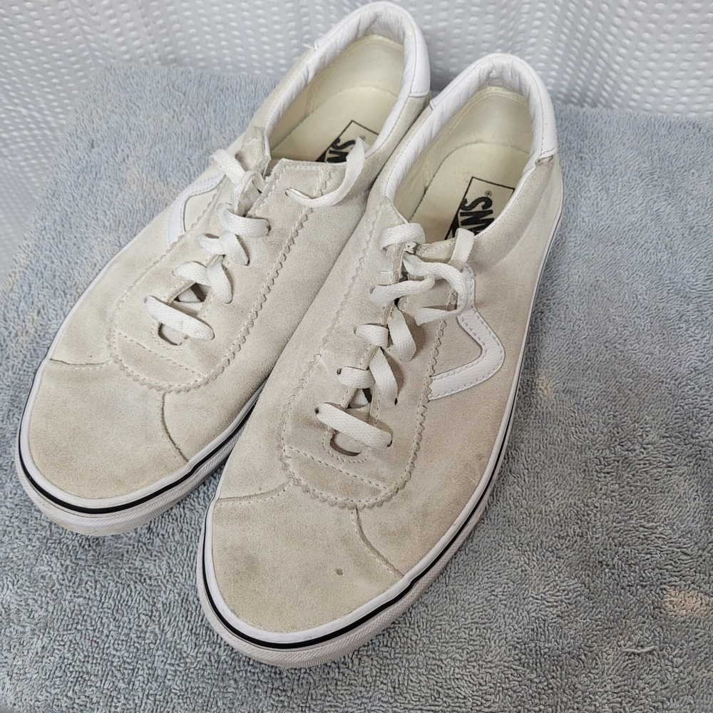 Vans Sport Suede Sneakers Oatmeal Beige White V-Sidestripe Low Top Shoes